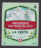 Etiquette De Bière Verte Au Génépi  -  Brasserie Du Mont Blanc à La Motte Servolex   (73) - Bier