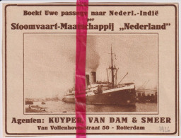 Rotterdam - Stoomvaart Maatschappij Nederland - Kuyper, Van Dam, Smeer- Orig. Knipsel Coupure Tijdschrift Magazine 1926 - Advertising