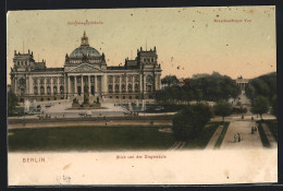 AK Berlin-Tiergarten, Blick Von Der Siegessäule Auf Reichstagsgebäude Und Brandenburger Tor  - Tiergarten