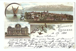 32564 - Souvenir De Lausanne  Multivues + Timbre UPU Circulée 1900 Litho - Lausanne