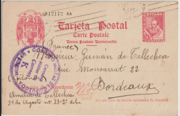ESPAGNE - 1939 - CP ENTIER CERVANTES RARE !! Avec CENSURE De SAN SEBASTIAN => BORDEAUX - 1931-....