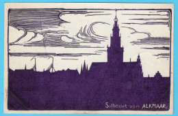 NEDERLAND Houtsnede Silhouet Van Alkmaar Door Zich 1909 Alkmaar Naar Deventer - Alkmaar