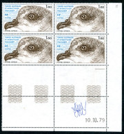 TAAF - N°82 - PETREL SOYEUX EN BLOCS DE 4 COINS DATES SIGNES ANDREOTTO - Ungebraucht