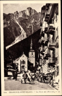 CPA Chamonix Mont Blanc Haute Savoie, Rue De L'Eglise, Kirche - Altri & Non Classificati