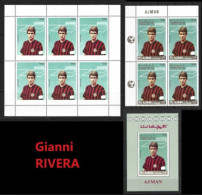 ● AJMAN 1968 1969 ֍ GIANNI RIVERA ֍ Varietà: BF Mancanza Scritte + Mix ● Calcio ● Champions Sport ● Soccer ️️️● - Ajman