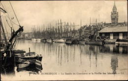 CPA Dunkerque Dünkirchen Nord, Le Bassin Du Commerce, La Flotille Des Islandais - Other & Unclassified
