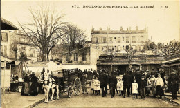 2448  - Hauts De Seine - BOULOGNE Sur SEINE :  LE  MARCHE  Belle Animation - Marchands - Attelage -    Circulée En1918 - Boulogne Billancourt