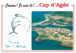 34 - Le Cap D'Agde - Vue Générale Aérienne - Dessin De Dauphin - CPM - Voir Scans Recto-Verso - Agde