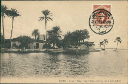 EGYPT - CAIRO - ARAB VILLAGE NEAR GIZA DURING THE INNONDATION  - EDIT SCORTZIS  - 1920s / STAMP (12691) - Kairo