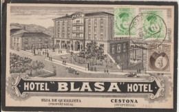 ESPAGNE - 1933 - CP ILLUSTREE HOTEL "BLASA" De CESTONA => BORDEAUX - Covers & Documents