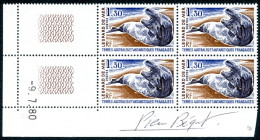 TAAF - N°89 & 90 - LEOPARD DES MERS - 2 BLOCS DE 4 - COINS DATES - SIGNE P. BEQUET - Nuevos