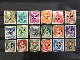 Switzerland 1938 Official Stamps Mint SG O381-98 Mi 28-45 - Dienstzegels