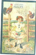 Relief - Gaufrée - Embossed - Prage - Coqs - Poules - Petites Tâches En Bas - Ostern