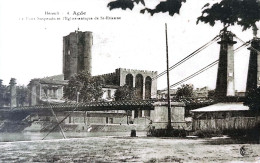 HÉRAULT AGDE Le Pont Suspendu Et L'église Antique De ST Etienne - Agde