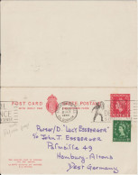 GB - 1958 - CP ENTIER Avec REPONSE PAYEE ! De STOCKTON-ON-TEES => HAMBURG (GERMANY) - Material Postal