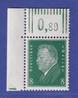 Dt. Reich 1928 Reichspräsident Ebert 8 Pf Mi.-Nr. 412X Eckrandstück OL ** - Nuovi