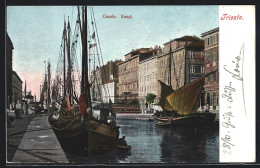 Cartolina Trieste, Kanal Mit Booten  - Trieste