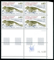 TAAF - N°107 & 108 - PHOQUE CRABIER - 2 BLOCS DE 4 - COINS DATES - SIGNE ANDREOTTO - Nuevos