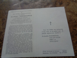 Doodsprentje/Bidprentje  ALBERT RAEMDONCK   Hamme 1912-1974  (Echtg Sophie-Margriet VAN DE VELDE) - Religion & Esotericism