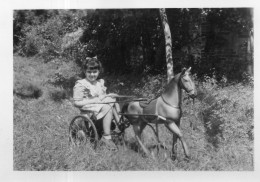Photo Vintage Paris Snap Shop- Enfant Child Cheval De Bois Wooden Horse Arcueil - Anonymous Persons