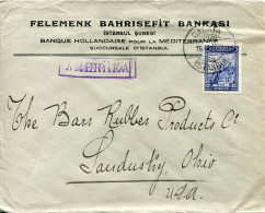 1930 Turkey Dutch Holland Bank Cover To USA - Brieven En Documenten