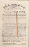 Oorlogsslachtoffer : 1940, Jacobus Vanherk, Sint-Huibrechts-Lille, Zevenkerken, - Images Religieuses