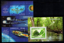 Azerbaïdjan 2011 Mi. Bl. 99A-100A Bloc Feuillet 100% Neuf ** Europe Cept, ESPACE - Azerbaijan