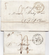 37107# LOT 2 LETTRES Obl MONTBRISON 23 MARS 1836 T13 + MONTBRISON 1 AVRIL 1843 T13 LOIRE - 1801-1848: Précurseurs XIX