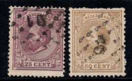 Pays-Bas 1872 Mi. 25-26 Oblitéré 100% Roi Guillaume III, 25, 50 C - Used Stamps