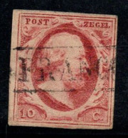 Pays-Bas 1852 Mi. 2 Oblitéré 100% 10 C, Roi Guillaume III - Used Stamps