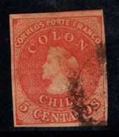 Chili 1866 Mi. 7 Oblitéré 100% 5 C, Colon, Colombo - Cile