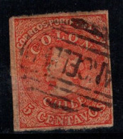 Chili 1866 Mi. 7 Oblitéré 100% 5 C, Colon, Colombo - Cile