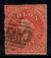 Chili 1866 Mi. 7 Oblitéré 100% 5 C, Colon, Colombo - Chile