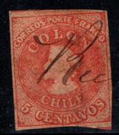 Chili 1866 Mi. 7 Oblitéré 100% 5 C, Colon, Colombo - Cile