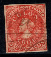 Chili 1866 Mi. 7 Oblitéré 80% 5 C, Colon, Colombo - Chili