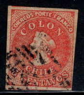 Chili 1866 Mi. 7 Oblitéré 100% 5 C, Colon, Colombo - Cile