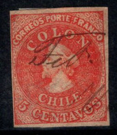 Chili 1866 Mi. 7 Oblitéré 80% 5 C, Colon, Colombo - Cile