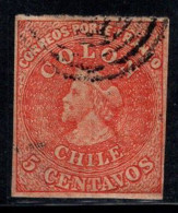 Chili 1866 Mi. 7 Oblitéré 100% 5 C, Colon, Colombo - Cile