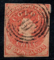 Chili 1853-66 Oblitéré 80% 5 C, Colon, Colombo - Chile