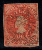 Chili 1853-66 Oblitéré 100% 5 C, Colon, Colombo - Chile