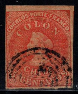 Chili 1853-66 Oblitéré 80% 5 C, Colon, Colombo - Cile