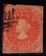 Chili 1853-66 Oblitéré 100% 5 C, Colon, Colombo - Chile