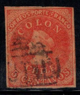 Chili 1853-66 Oblitéré 100% 5 C, Colon, Colombo - Cile