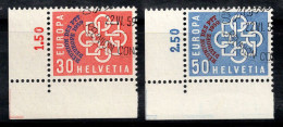 Suisse 1959 Mi. 681-682 Oblitéré 80% Surimprimé Europe - Usados
