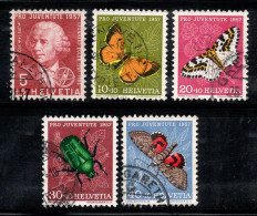 Suisse 1957 Mi. 648-652 Oblitéré 100% Pro Juventute, PAPILLONS - Usados