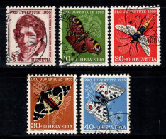 Suisse 1955 Mi. 618-622 Oblitéré 100% Pro Juventute, Papillons - Usati