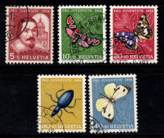 Suisse 1956 Mi. 632-636 Oblitéré 100% Pro Juventute, Papillons - Usados