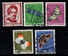 Suisse 1951 Mi. 561-565 Oblitéré 100% Pro Juventute, Papillons - Gebraucht