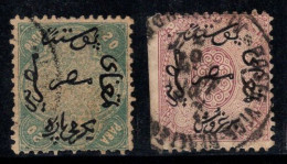 Égypte 1866 Mi. 3-4 Oblitéré 40% 20, 1 P Surimprimé - 1866-1914 Khedivato Di Egitto
