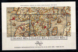Islande 1990 Mi. Bl. 11 Bloc Feuillet 100% Neuf ** NORDIA, Carte - Hojas Y Bloques